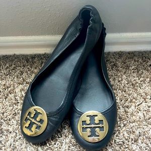 TORY BURCH MINNIE TRAVEL BALLET, BLACK, size 9.5 M